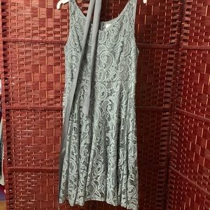 Grey lace dress with sash